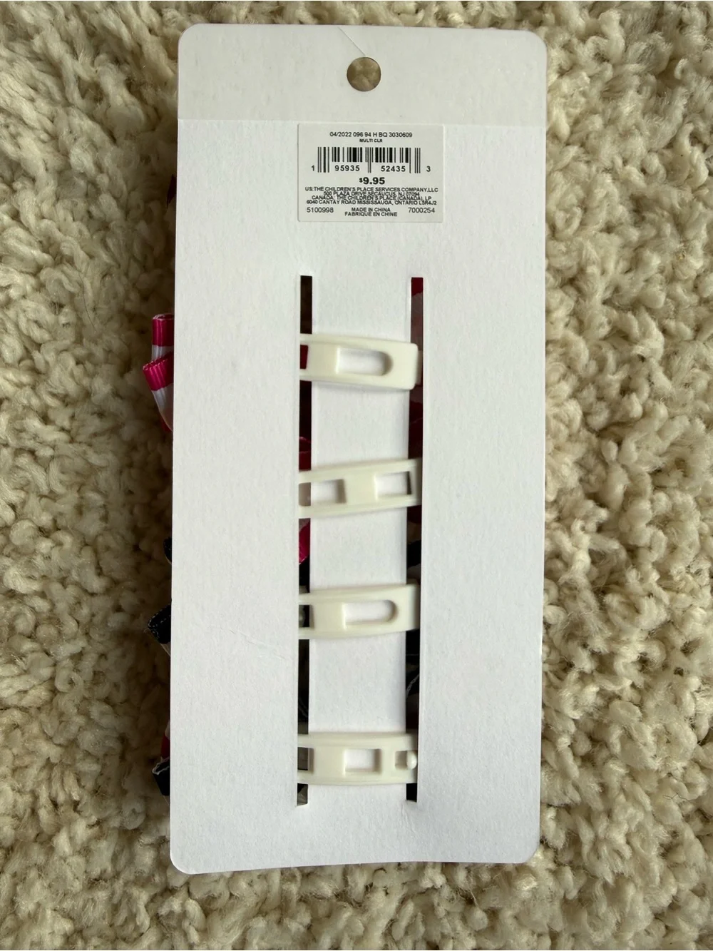 Gymboree set of 4 striped bow hair clips Pink white and Red white Navy strip